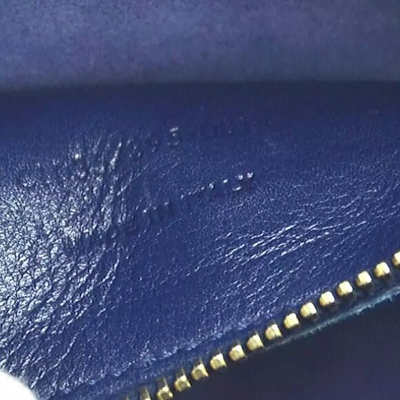 Auth SAINT LAURENT Cabas Handbag Shoulder Bag Navy Leather/Goldtone - Picture 16 of 16